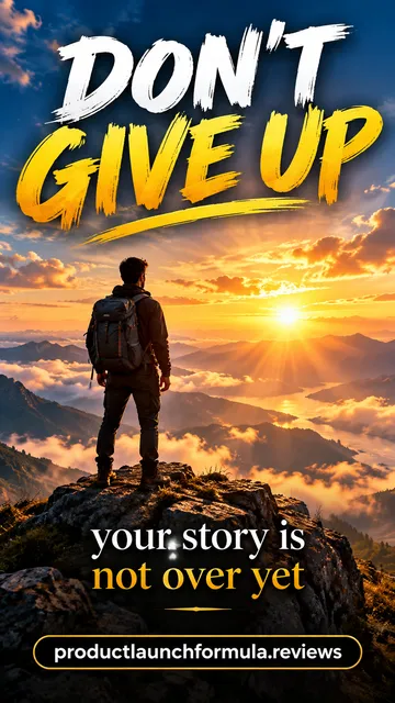 Don't give up — your story is not over yet: a hiker at sunrise on a mountain summit, PLF Reviews video cover